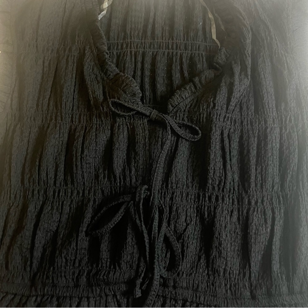 Women’s Time and Tru Black Ruffled Blouse - Picture 3 of 4